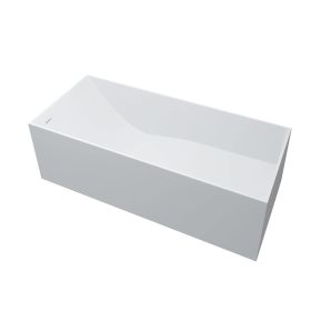 67 in. Solid Surface Freestanding Soaking Bathtub in Matte White (Color: as Pic)